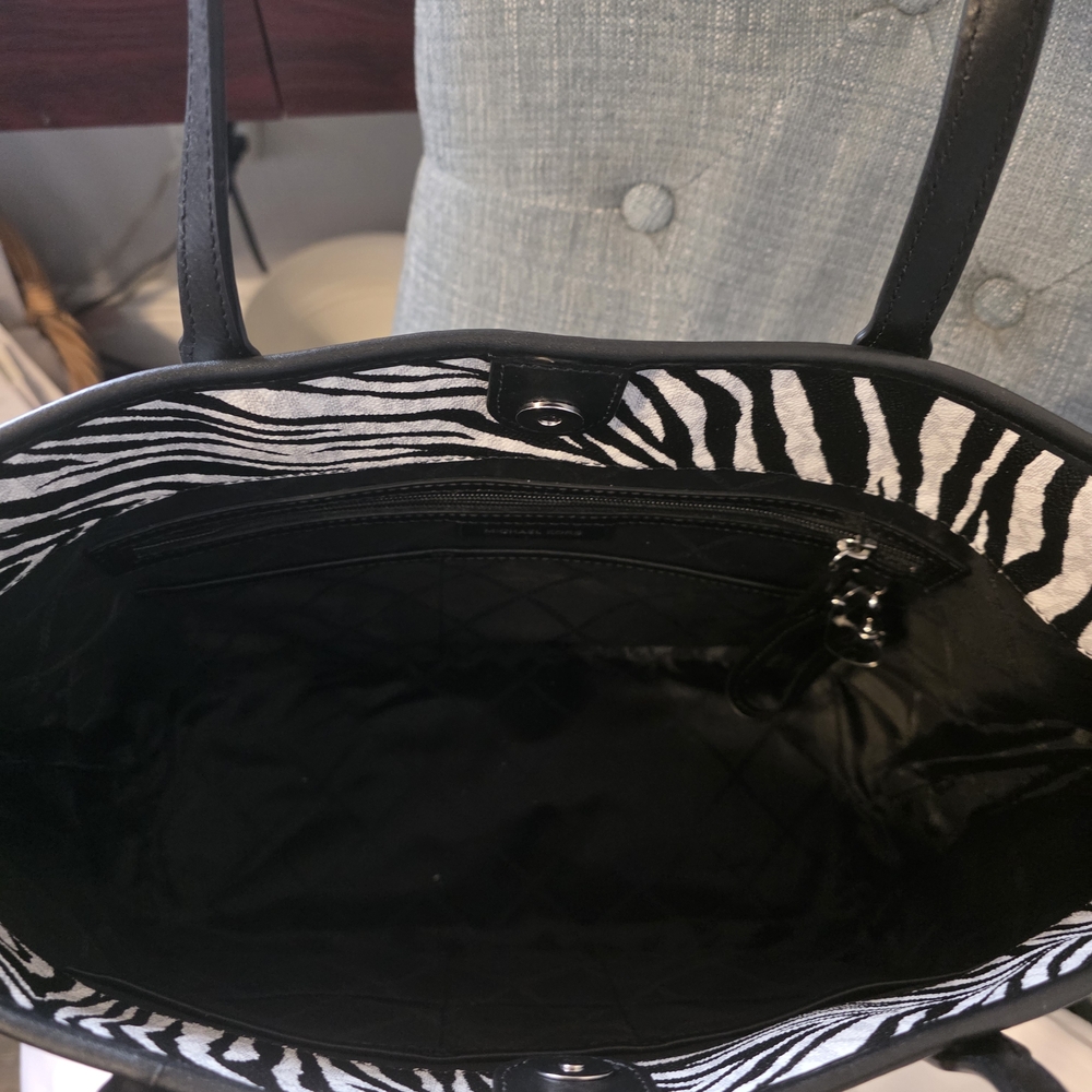 Michael Kors Black and White Zebra Tote - Picture 4 of 4
